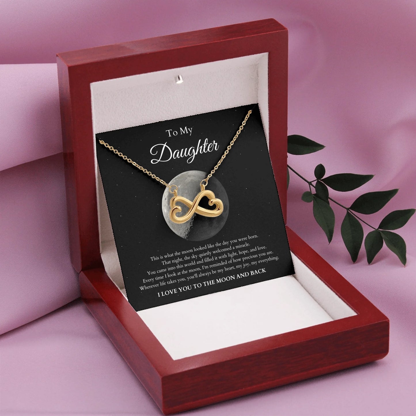 Infinity Heart Necklace Gold W Wood Box 2