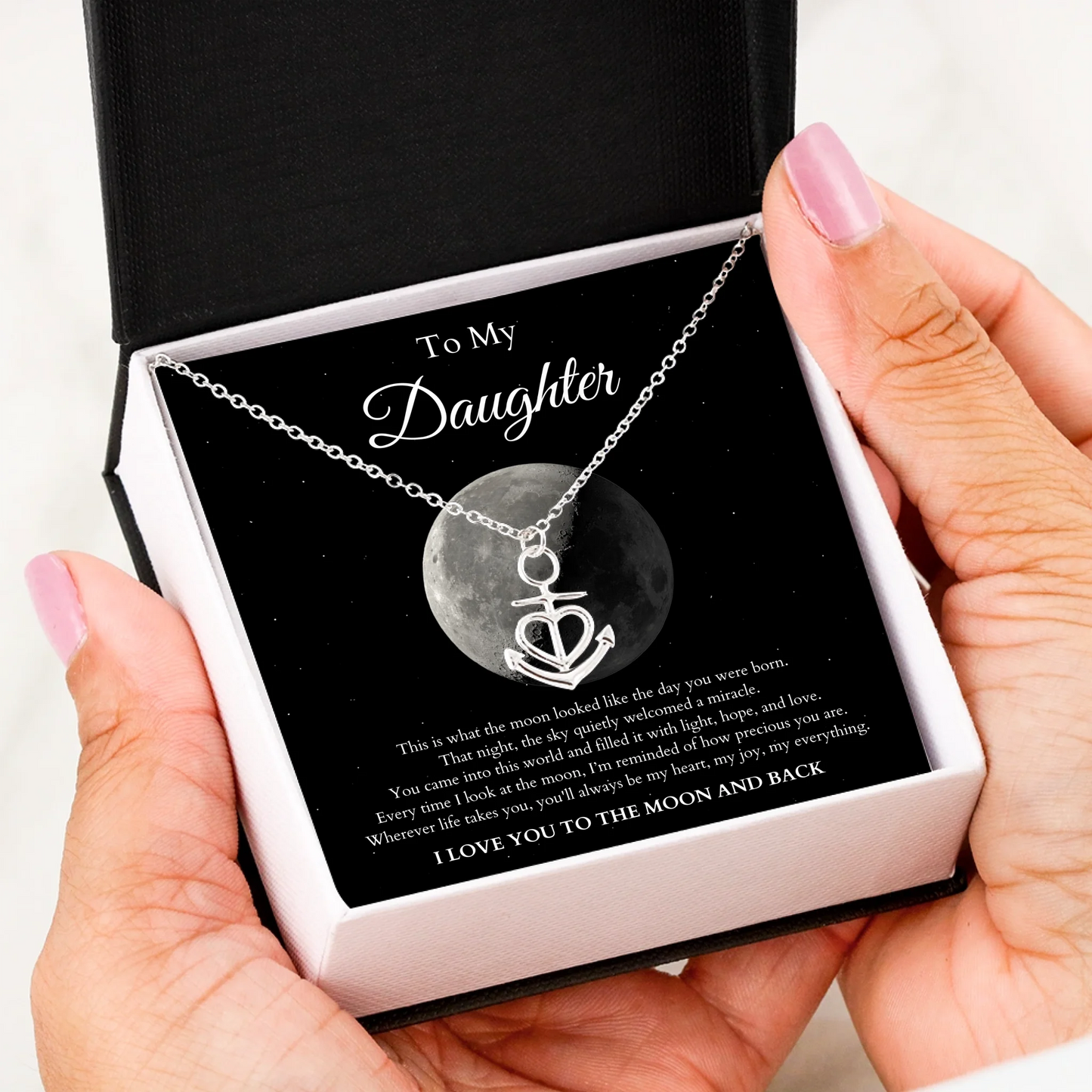 Anchor Love Message Card in Hand Silver