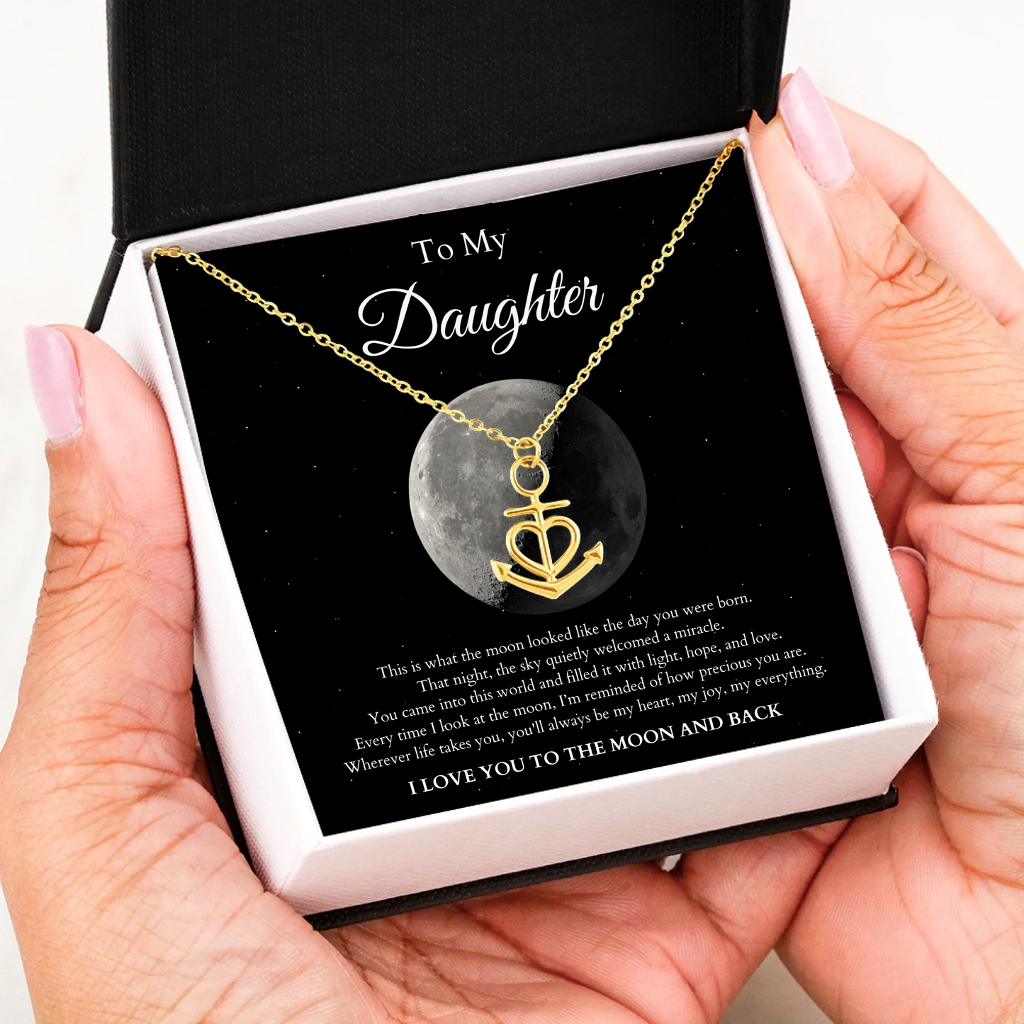 Anchor Love Message Card in Hand Gold