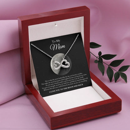 Infinity Heart Necklace Silver W Wood Box 2