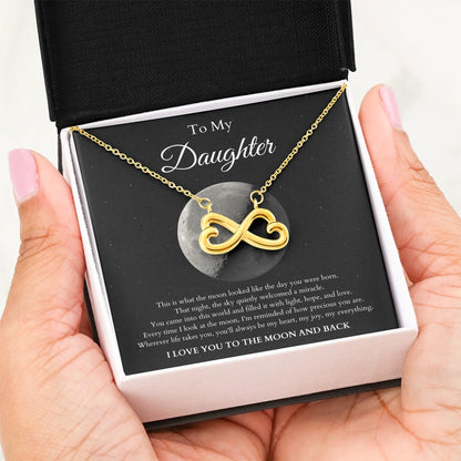 Infinity Heart Message Card Gold in Hand