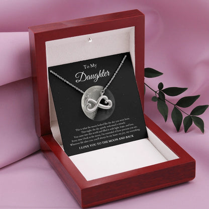 Infinity Heart Necklace Silver W Wood Box 2
