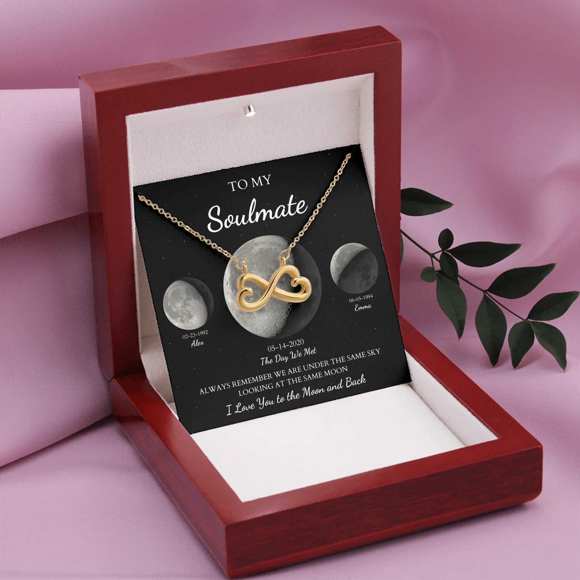 Infinity Heart Necklace Gold W Wood Box 2
